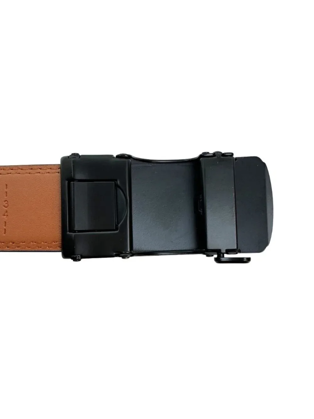Bulliant Carbon Fiber Slide Ratchet Leather Belt Mens 28-34 Black